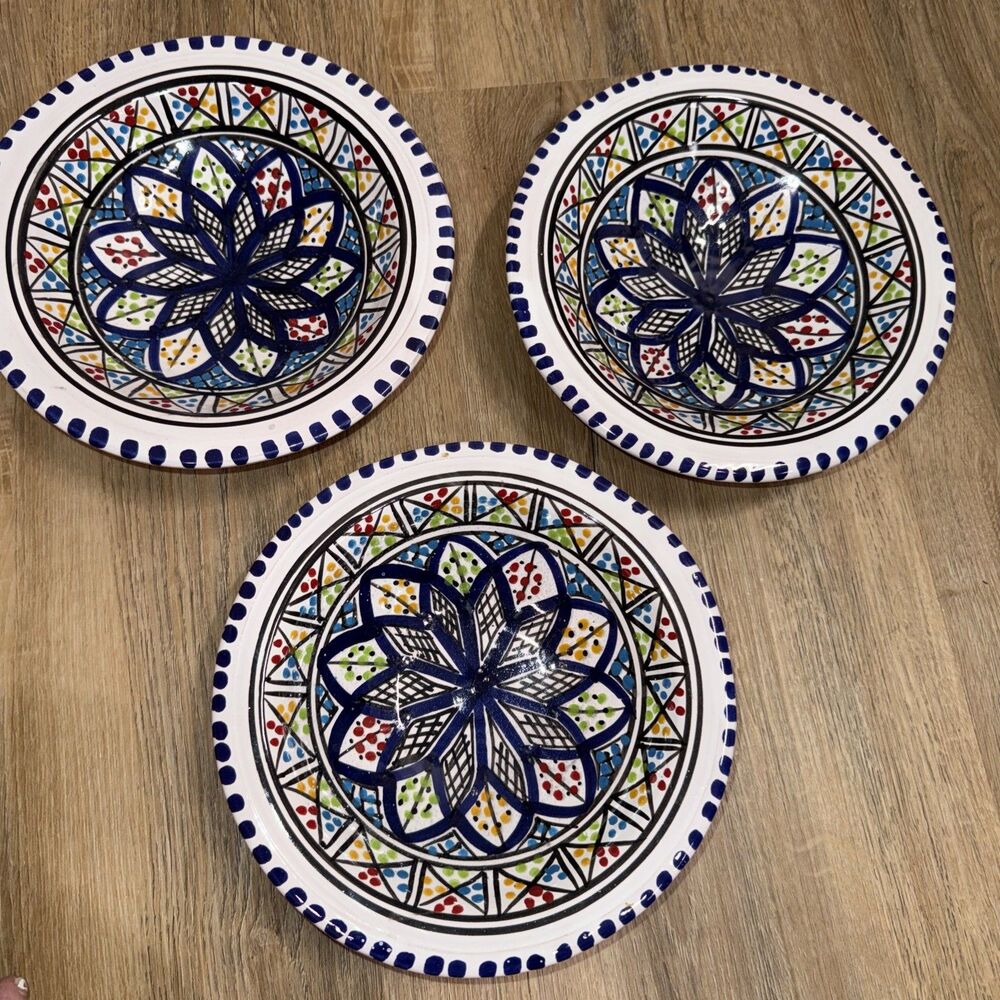 Tunisian Ceramic Bowls Handmade, traditional, colorful, diameter